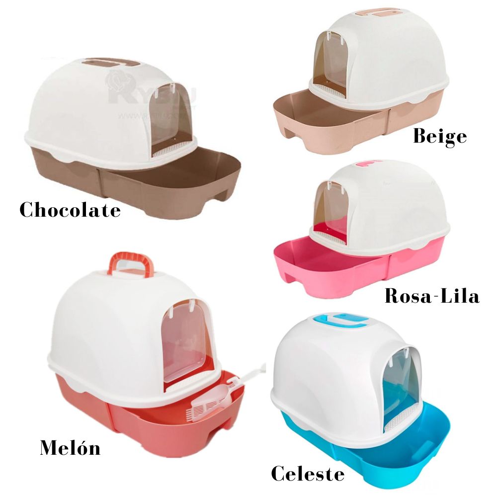 ARENERO IGLÚ GRANDE CON BANDEJA EXTRAÍBLE PARA GATOS ROSA - 4