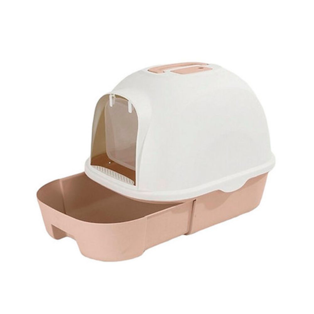 ARENERO IGLÚ GRANDE CON BANDEJA EXTRAÍBLE PARA GATOS ROSA - 6