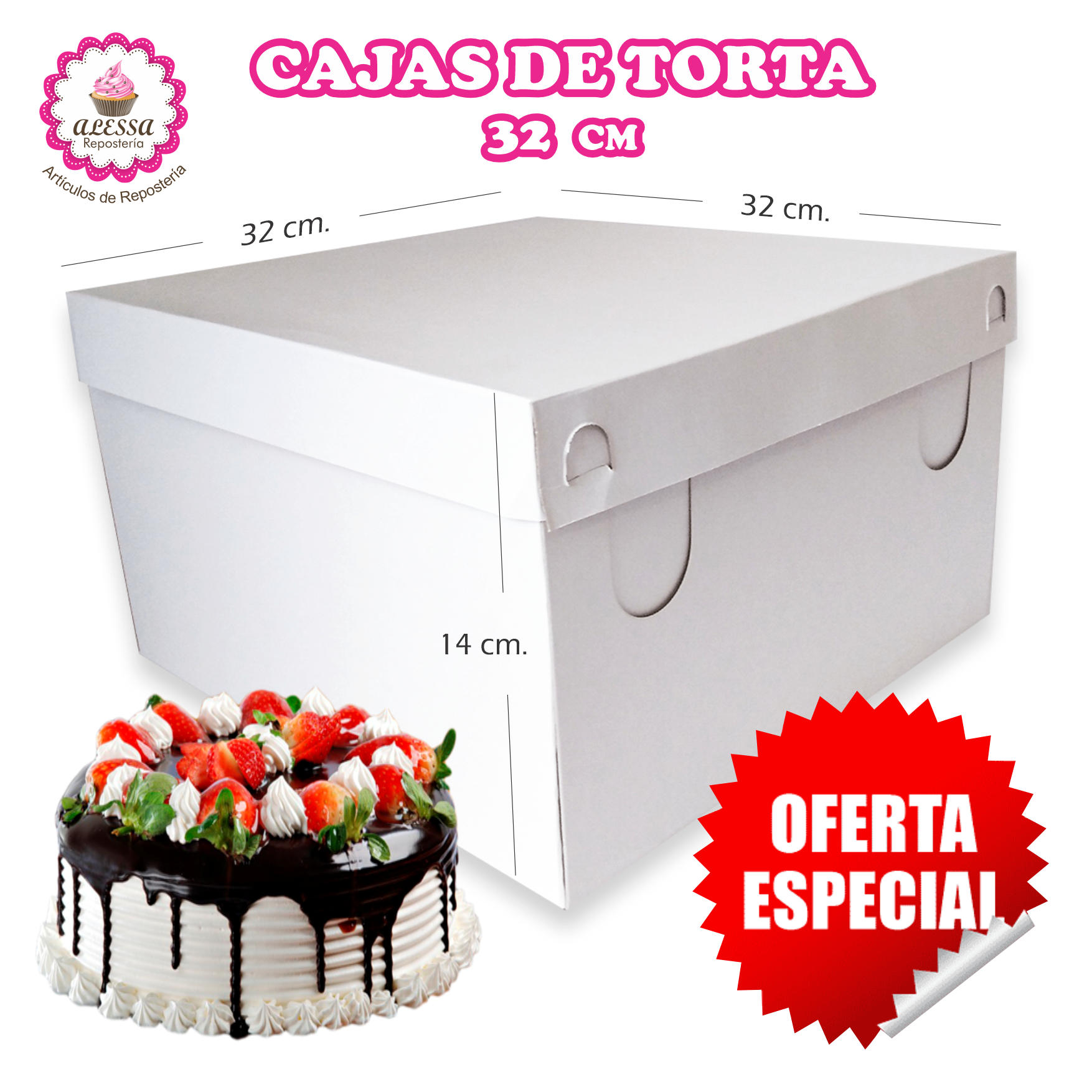 50 CAJAS DE TORTA PASTEL DE 32 CM. PARA REPOSTERIA - 2