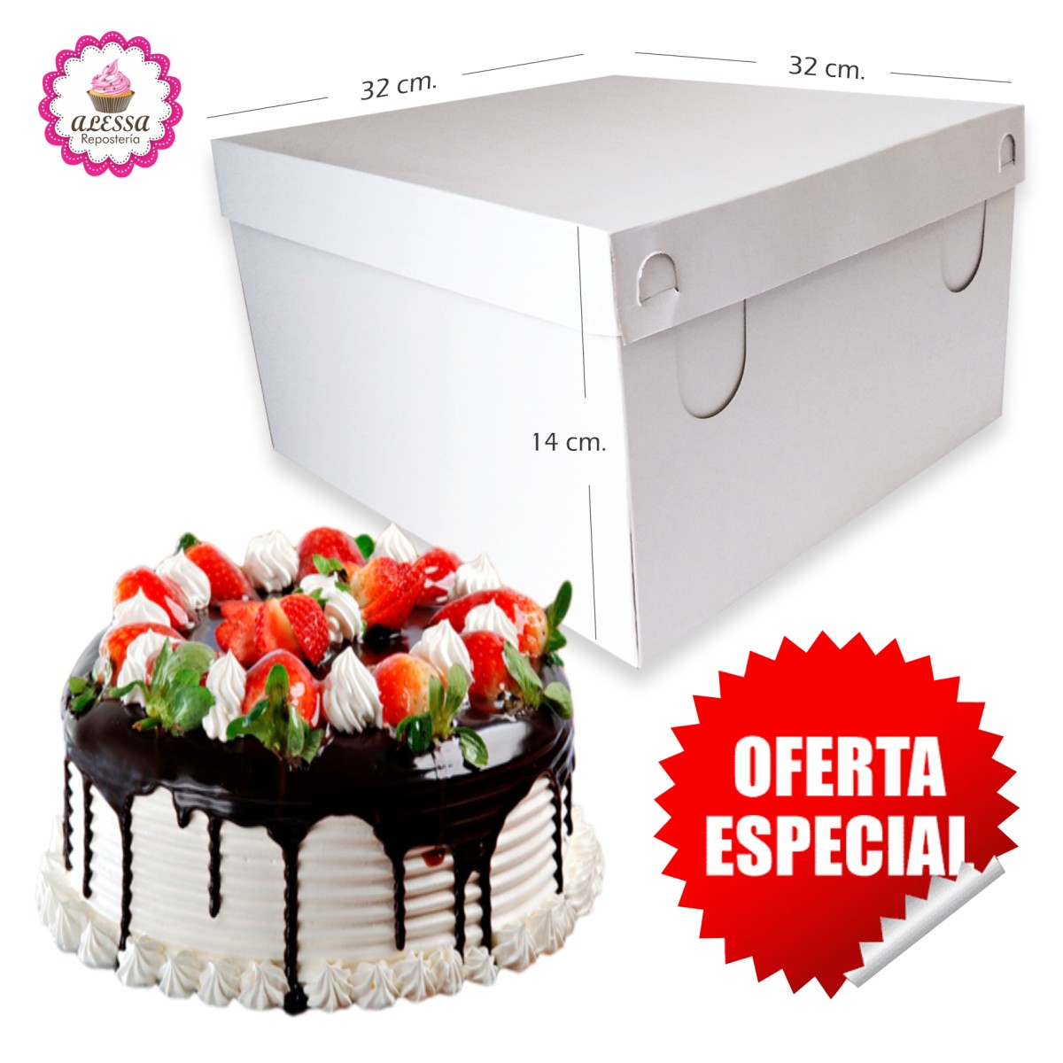 50 CAJAS DE TORTA PASTEL DE 32 CM. PARA REPOSTERIA - 3