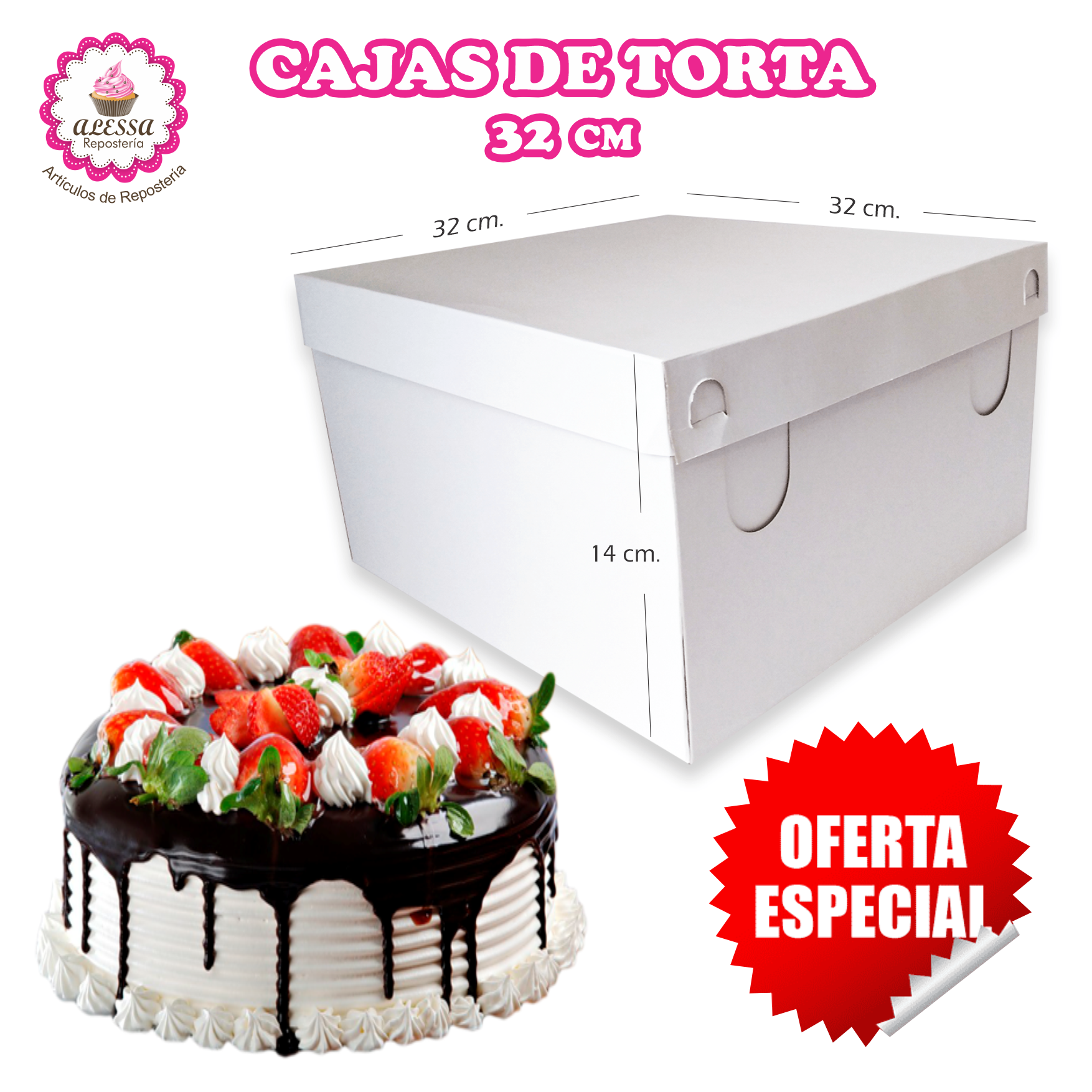 50 CAJAS DE TORTA PASTEL DE 32 CM. PARA REPOSTERIA - 4