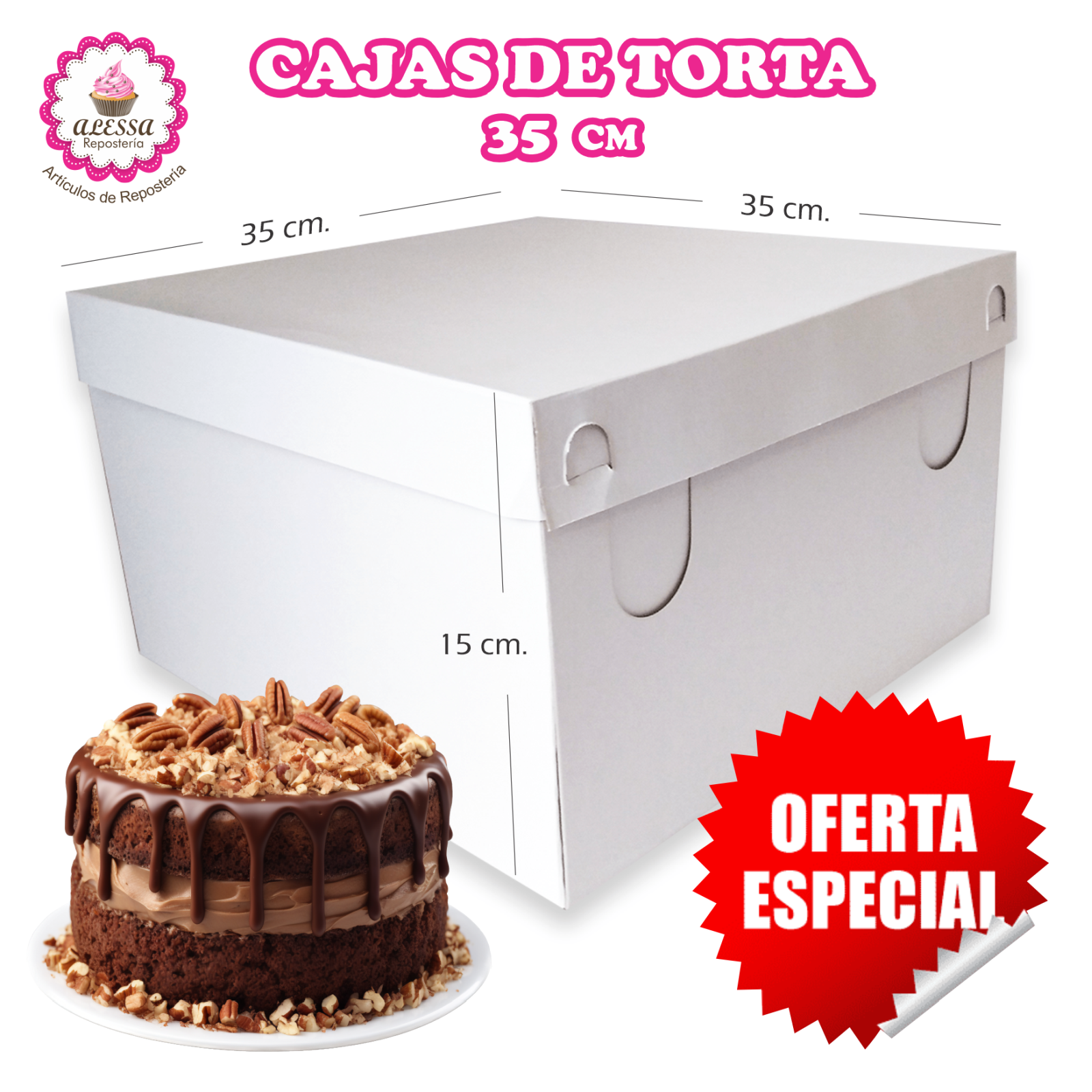 50 CAJAS DE TORTA PASTEL DE 35 CM. PARA REPOSTERIA - 2