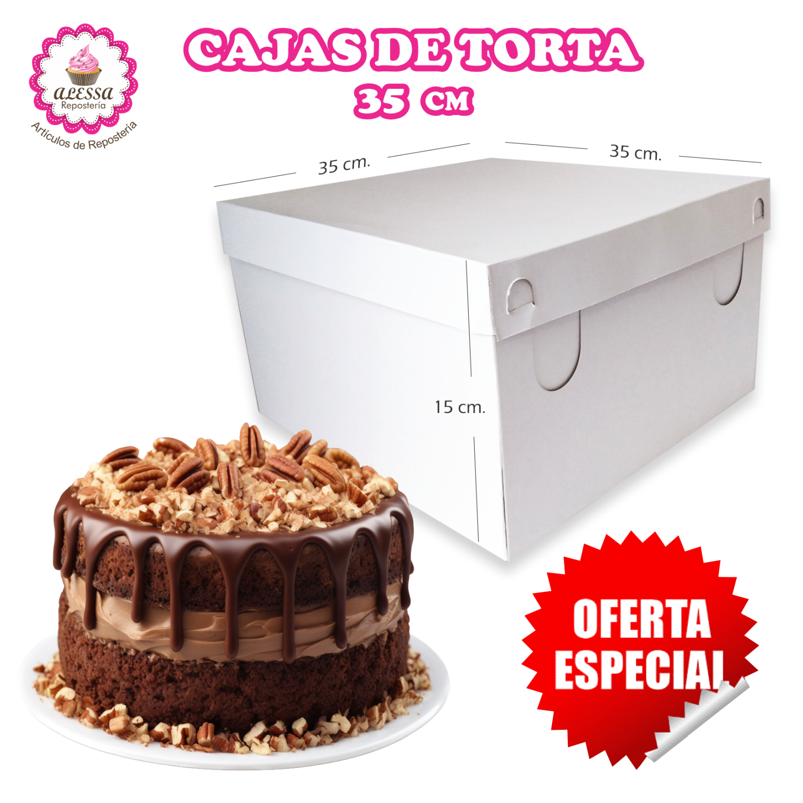 50 CAJAS DE TORTA PASTEL DE 35 CM. PARA REPOSTERIA - 4