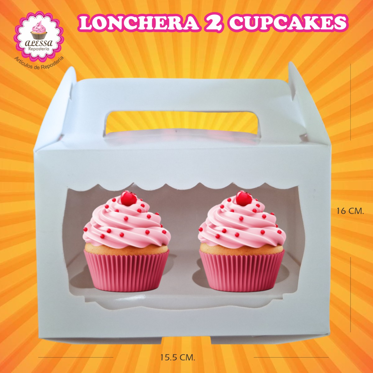 50 CAJAS LONCHERA PARA 2 CUPCAKES EN REPOSTERIA - 2