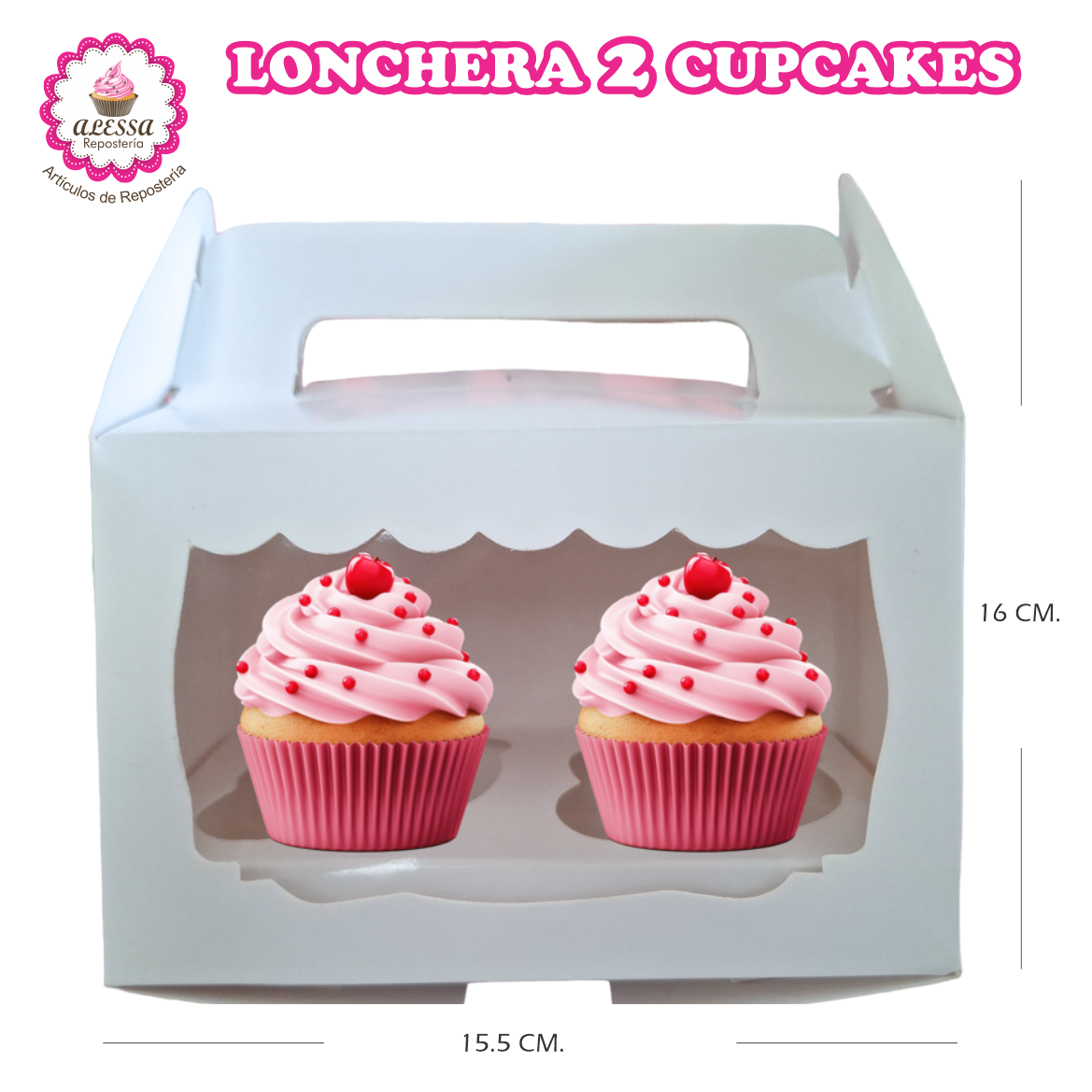 50 CAJAS LONCHERA PARA 2 CUPCAKES EN REPOSTERIA - 3