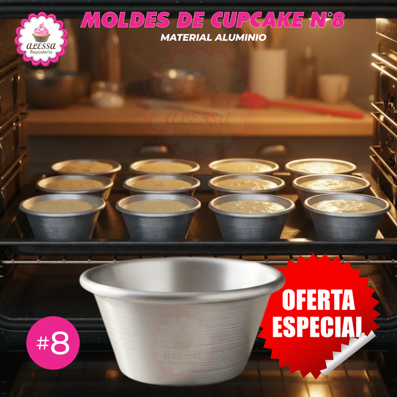 MOLDE DE CUPCAKE N°8 DE ALUMINIO PARA REPOSTERIA - 1 DOCENA - 4