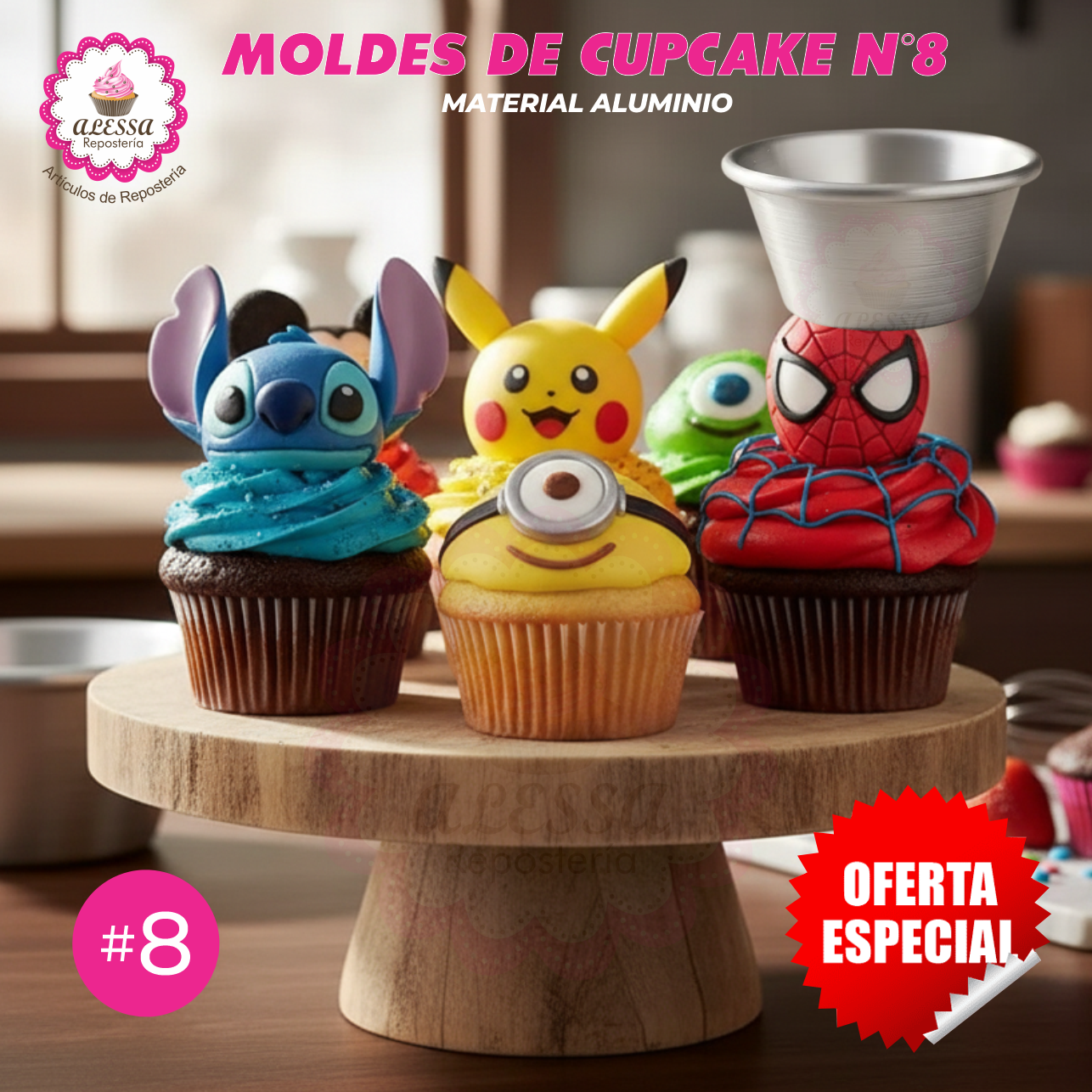 MOLDE DE CUPCAKE N°8 DE ALUMINIO PARA REPOSTERIA - 1 DOCENA - 7