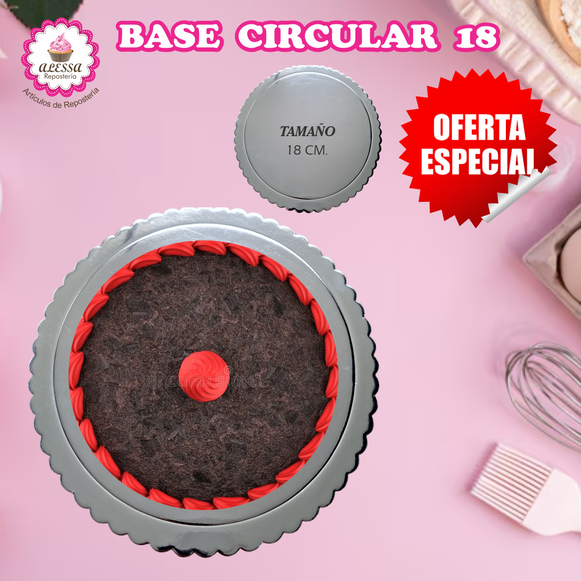 12 BASES DORADAS, PLATEADAS O BLANCAS DE TORTA PASTEL DE 18 CM. PARA REPOSTERIA - 3