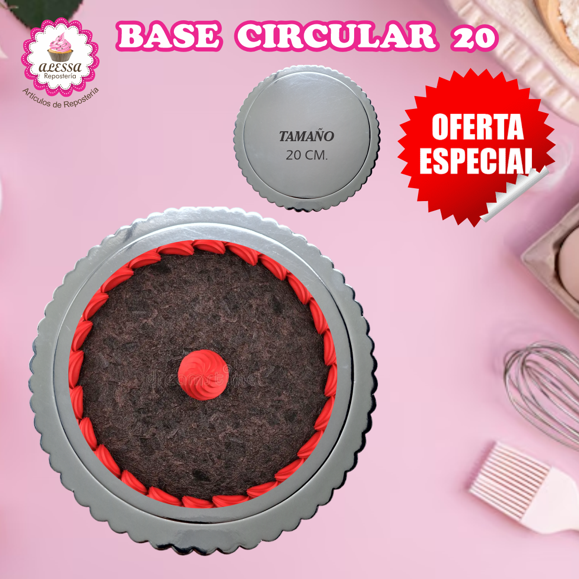 100 BASES DORADAS, PLATEADAS O BLANCAS DE TORTA PASTEL DE 20 CM. PARA REPOSTERIA - 3