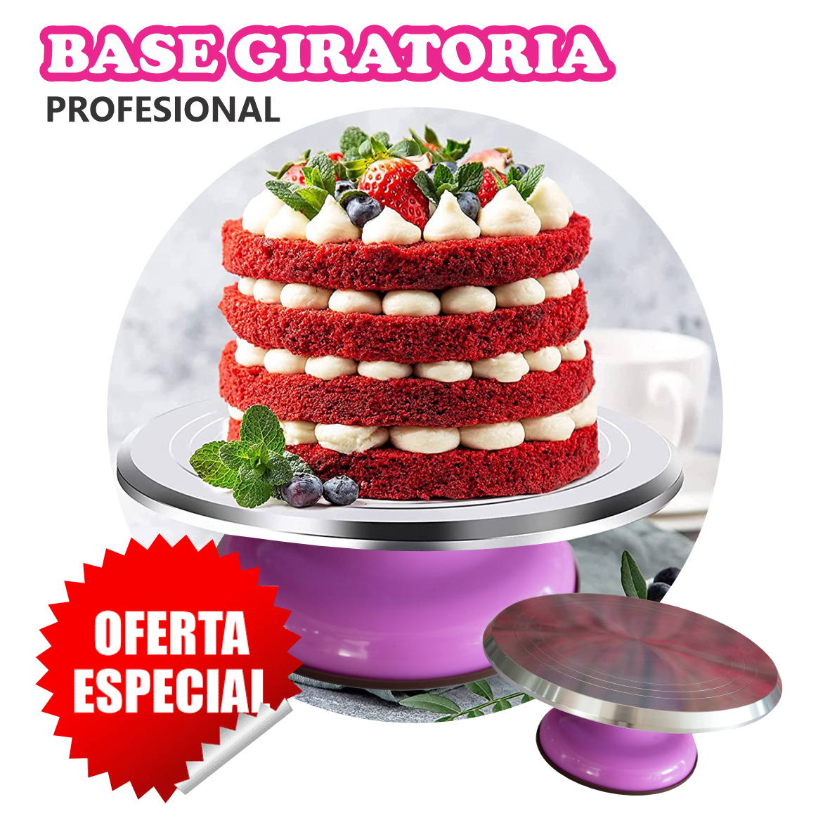 BASE GIRATORIA PARA REPOSTERIA DE ALUMINIO PROFESIONAL - 4