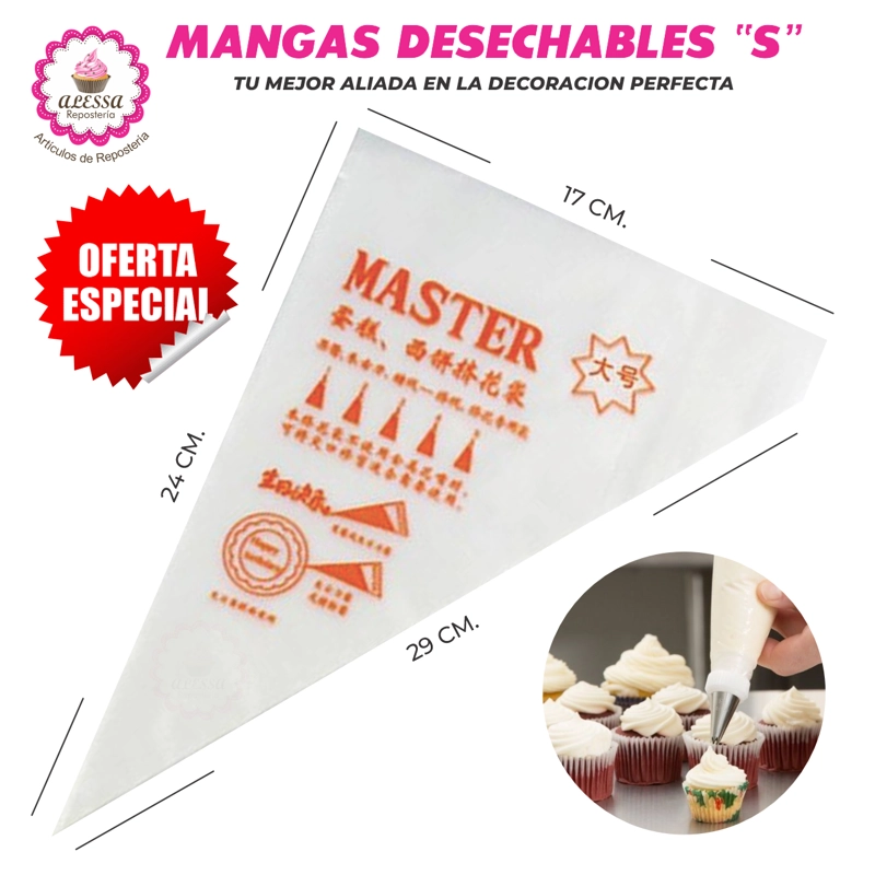 200 MANGAS DESECHABLES PASTELERAS PARA REPOSTERIA TAMAÑO S - 2