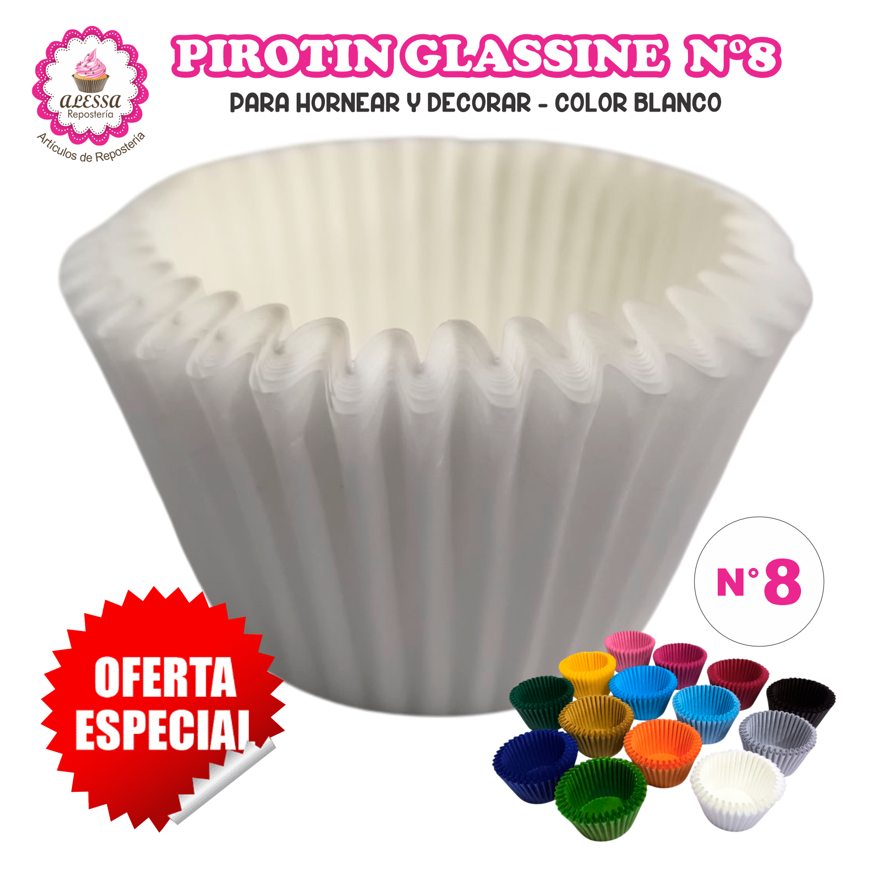 PIROTIN A LA GRASA HORNEABLE N°8 PARA REPOSTERIA 1000 UNIDADES - 1