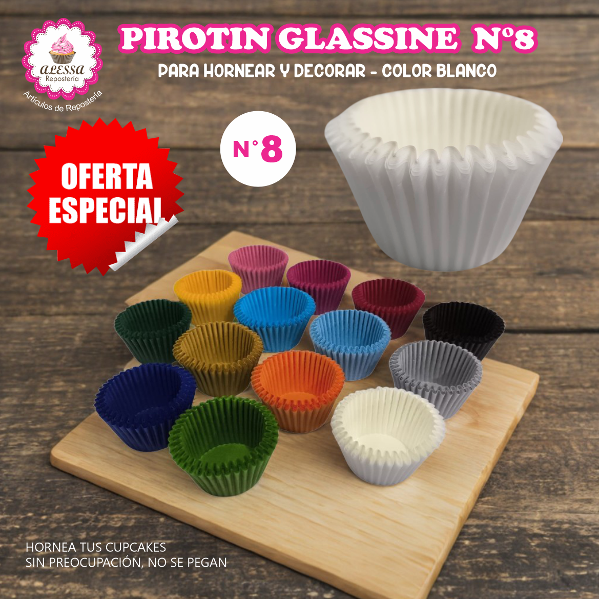 PIROTIN A LA GRASA HORNEABLE N°8 PARA REPOSTERIA 1000 UNIDADES - 3