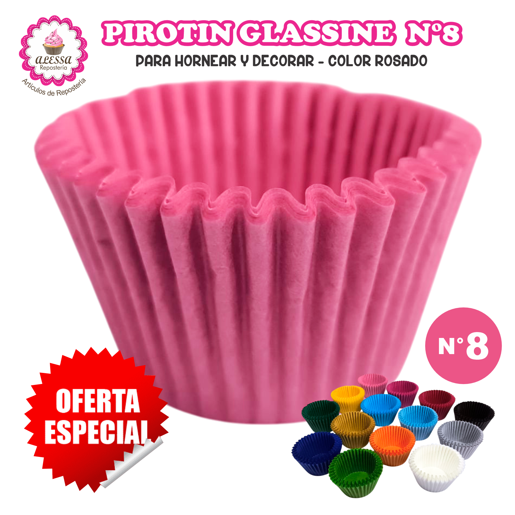 PIROTIN A LA GRASA HORNEABLE N°8 PARA REPOSTERIA 1000 UNIDADES - 1
