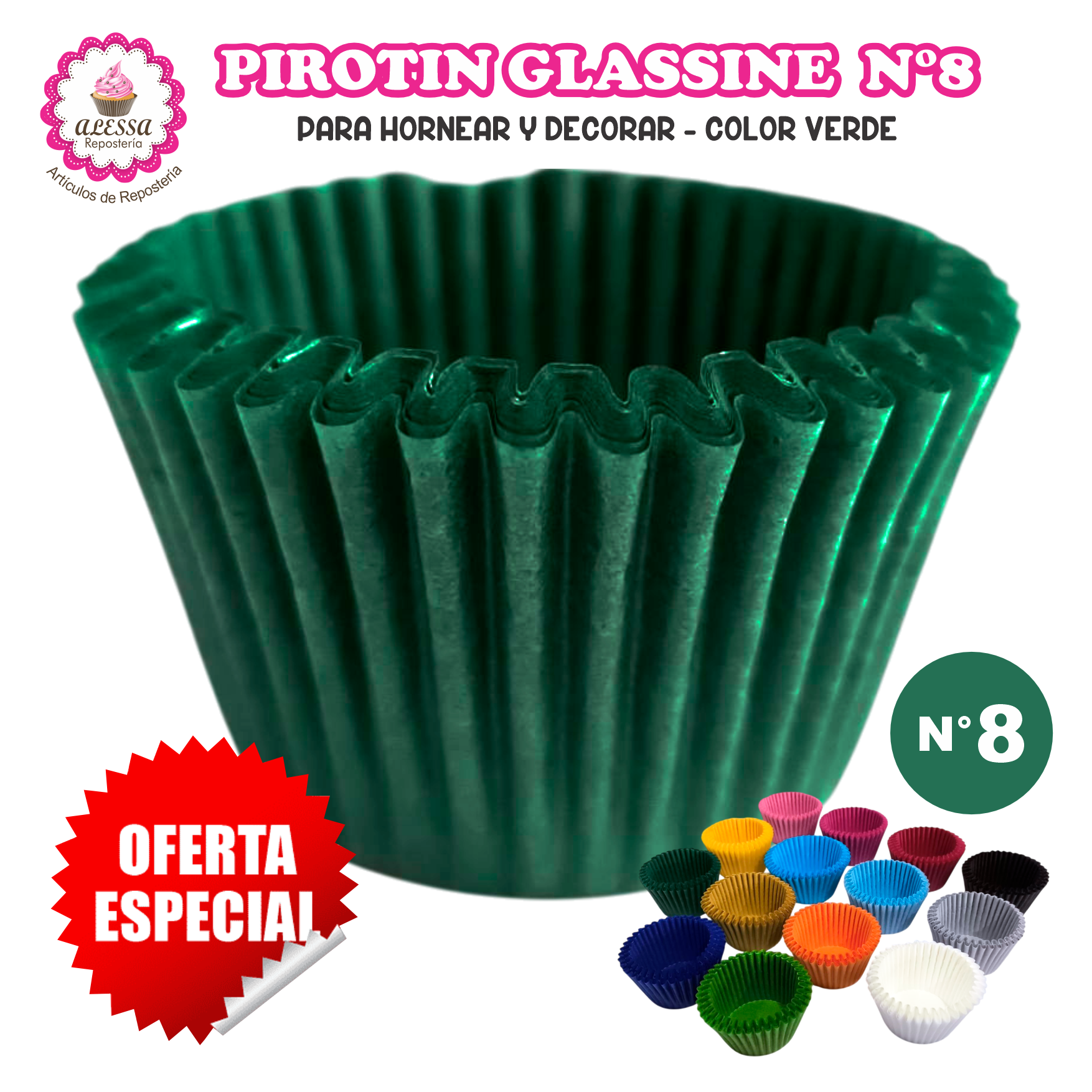 PIROTIN A LA GRASA HORNEABLE N°8 PARA REPOSTERIA 1000 UNIDADES - 1