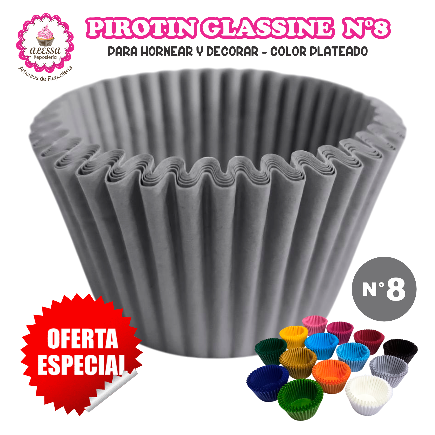PIROTIN A LA GRASA HORNEABLE N°8 PARA REPOSTERIA 1000 UNIDADES - 1
