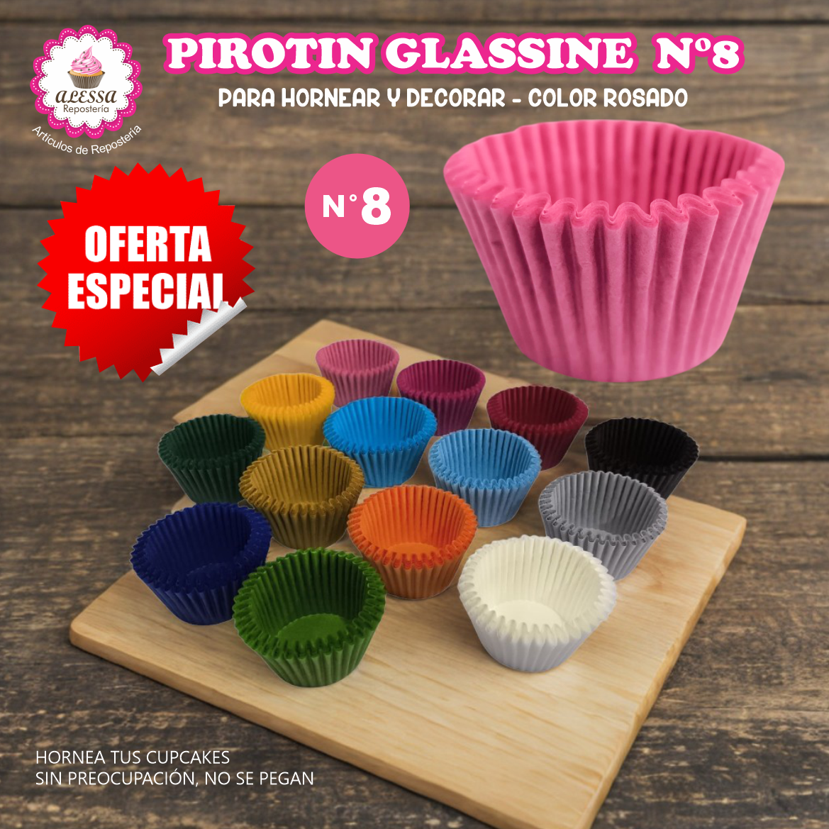 PIROTIN A LA GRASA HORNEABLE N°8 PARA REPOSTERIA 1000 UNIDADES - 3