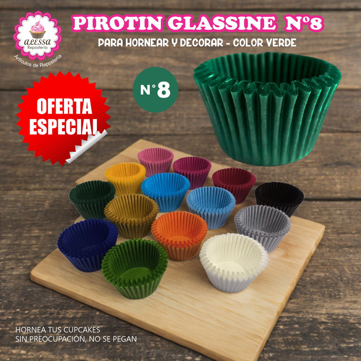PIROTIN A LA GRASA HORNEABLE N°8 PARA REPOSTERIA 1000 UNIDADES - 3