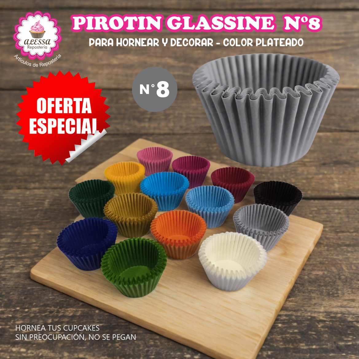PIROTIN A LA GRASA HORNEABLE N°8 PARA REPOSTERIA 1000 UNIDADES - 3