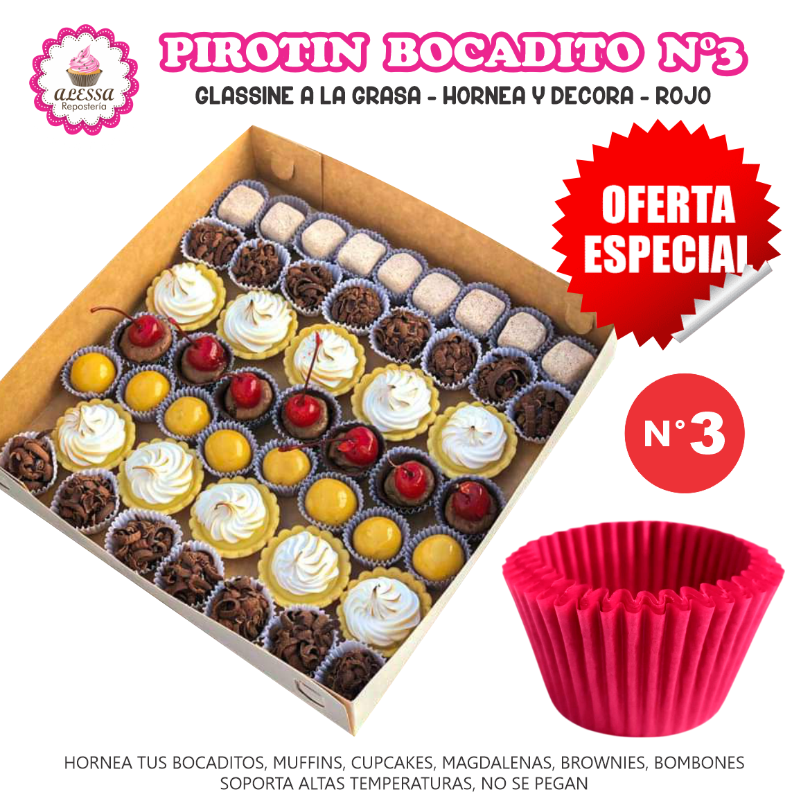 PIROTIN PARA BOCADITO A LA GRASA HORNEABLE N°3 - 1000 UNIDADES - 2