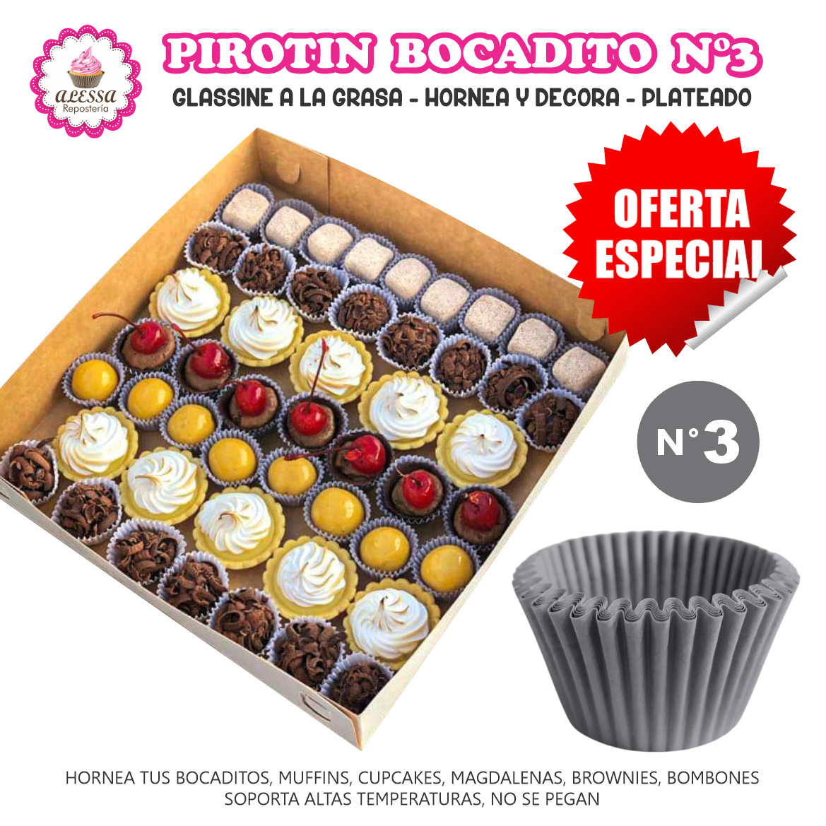 PIROTIN PARA BOCADITO A LA GRASA HORNEABLE N°3 - 1000 UNIDADES - 2