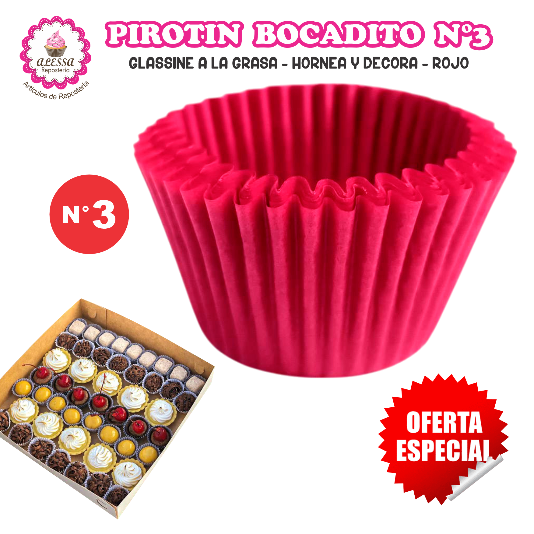 PIROTIN PARA BOCADITO A LA GRASA HORNEABLE N°3 - 1000 UNIDADES - 3