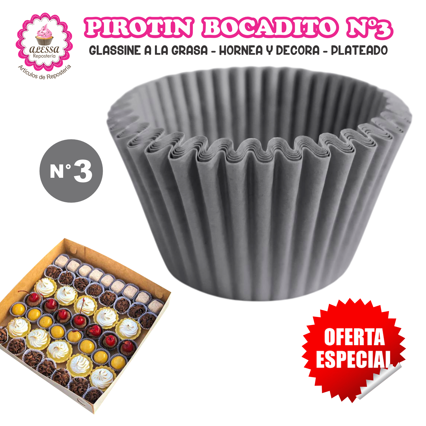 PIROTIN PARA BOCADITO A LA GRASA HORNEABLE N°3 - 1000 UNIDADES - 3