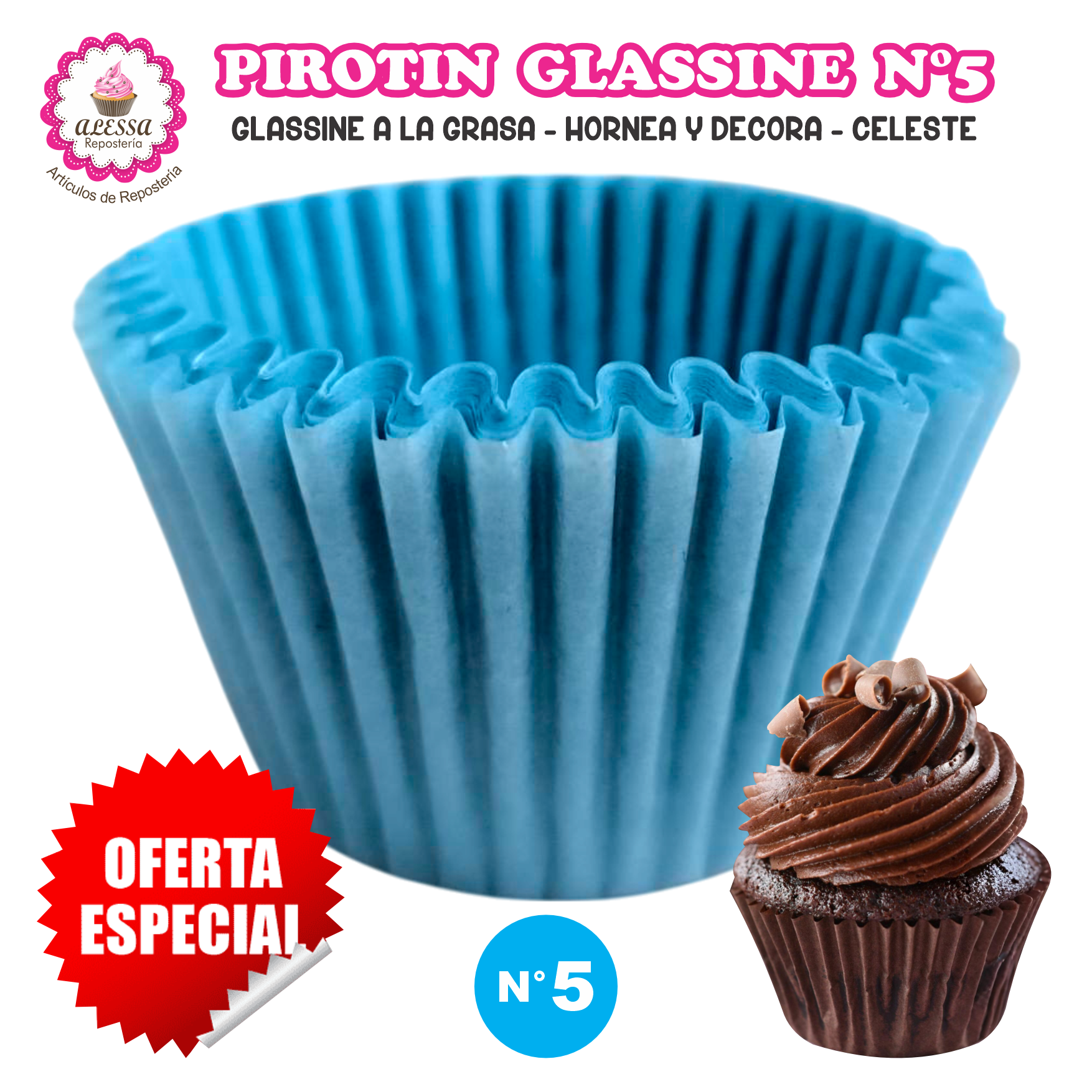 PIROTIN A LA GRASA HORNEABLE N°5 PARA REPOSTERIA 1000 UNIDADES - 1