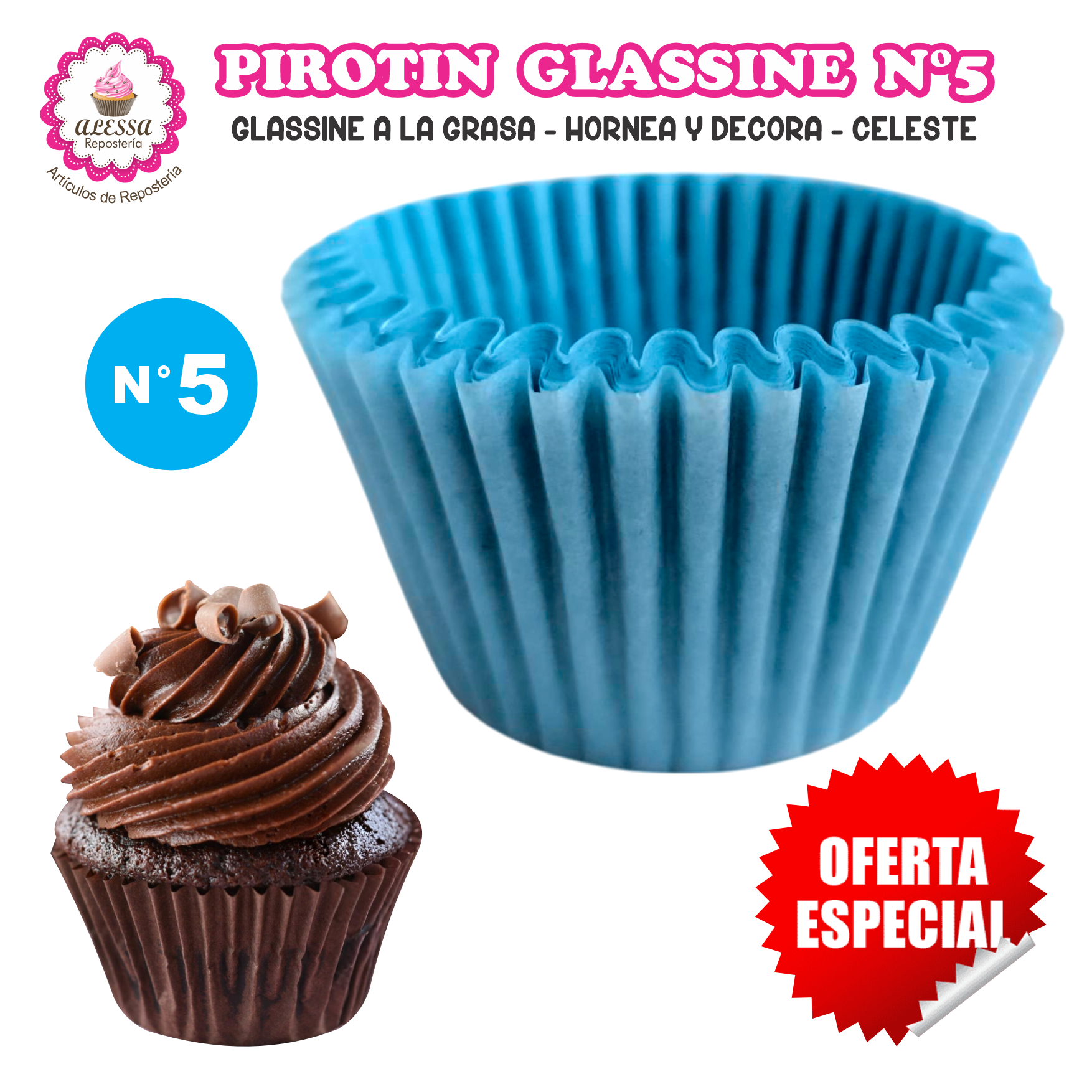 PIROTIN A LA GRASA HORNEABLE N°5 PARA REPOSTERIA 1000 UNIDADES - 3