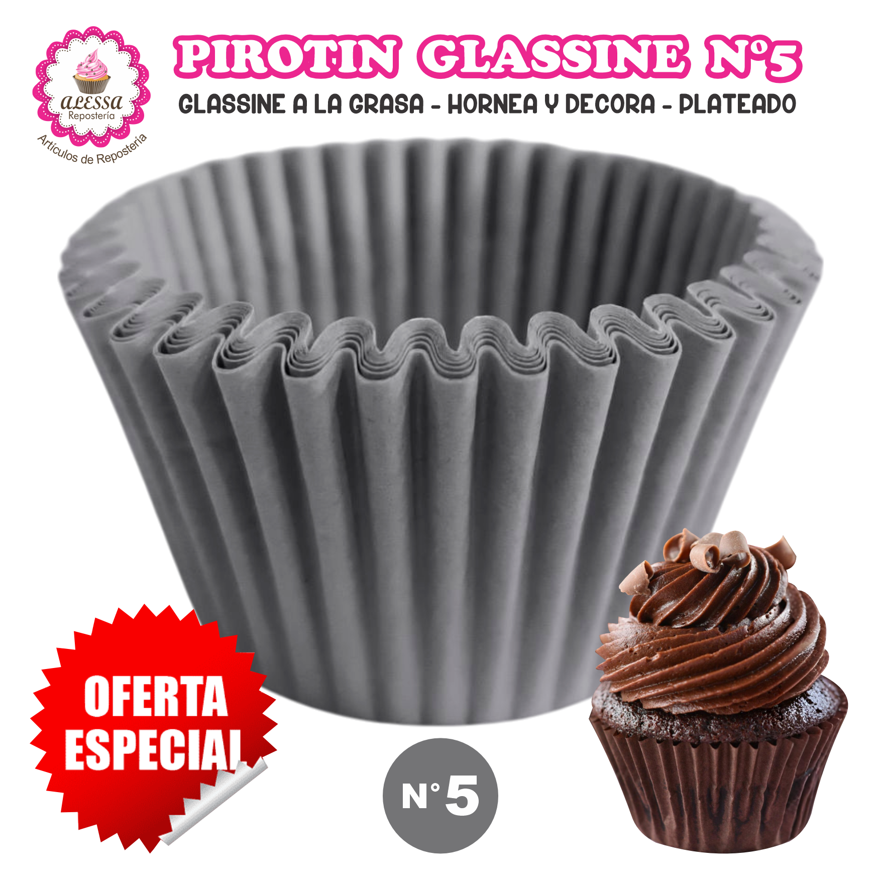 PIROTIN A LA GRASA HORNEABLE N°5 PARA REPOSTERIA 1000 UNIDADES - 1