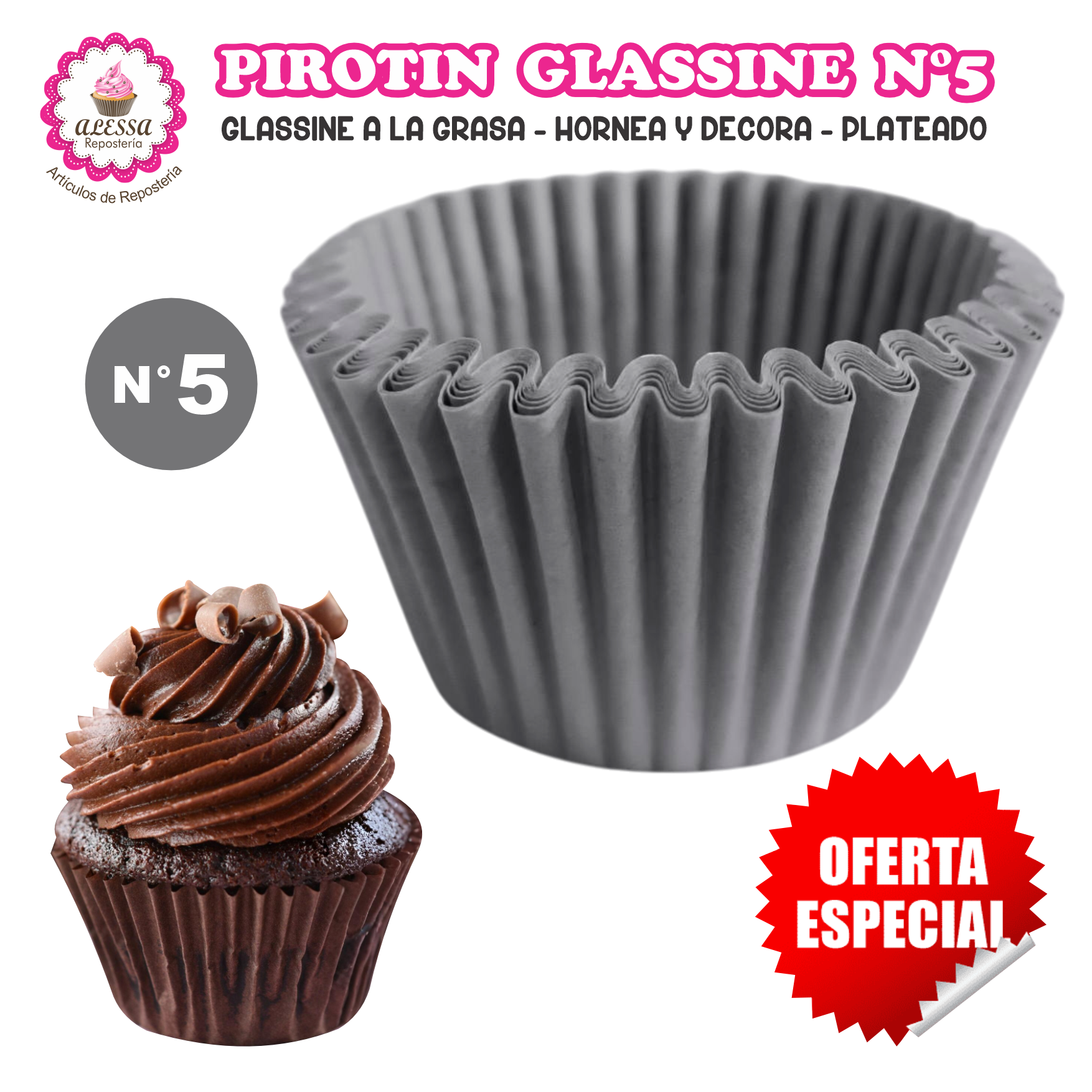 PIROTIN A LA GRASA HORNEABLE N°5 PARA REPOSTERIA 1000 UNIDADES - 3