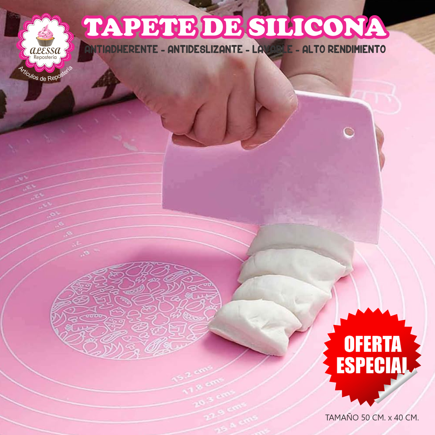TAPETE DE SILICONA 50 X 40 CM. PARA REPOSTERIA DE ALTO RENDIMIENTO - 3
