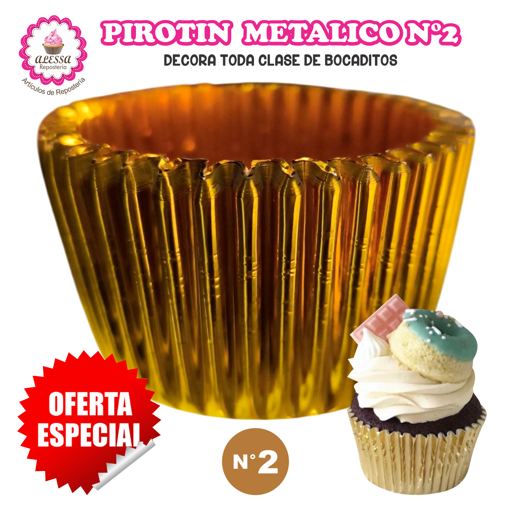 PIROTIN BOCADITO METALICO PARA REPOSTERIA N°2 1000 UNIDADES - 1