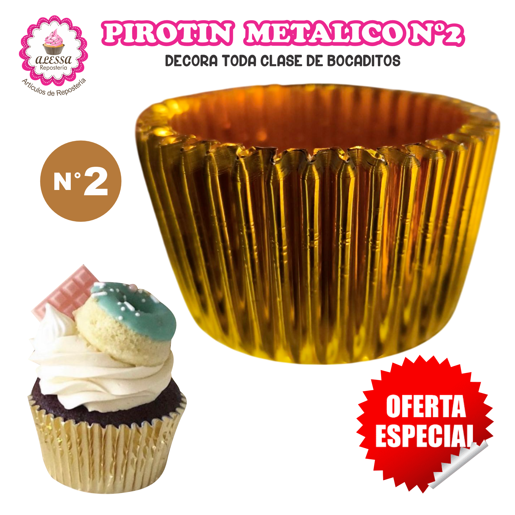 PIROTIN BOCADITO METALICO PARA REPOSTERIA N°2 1000 UNIDADES - 2