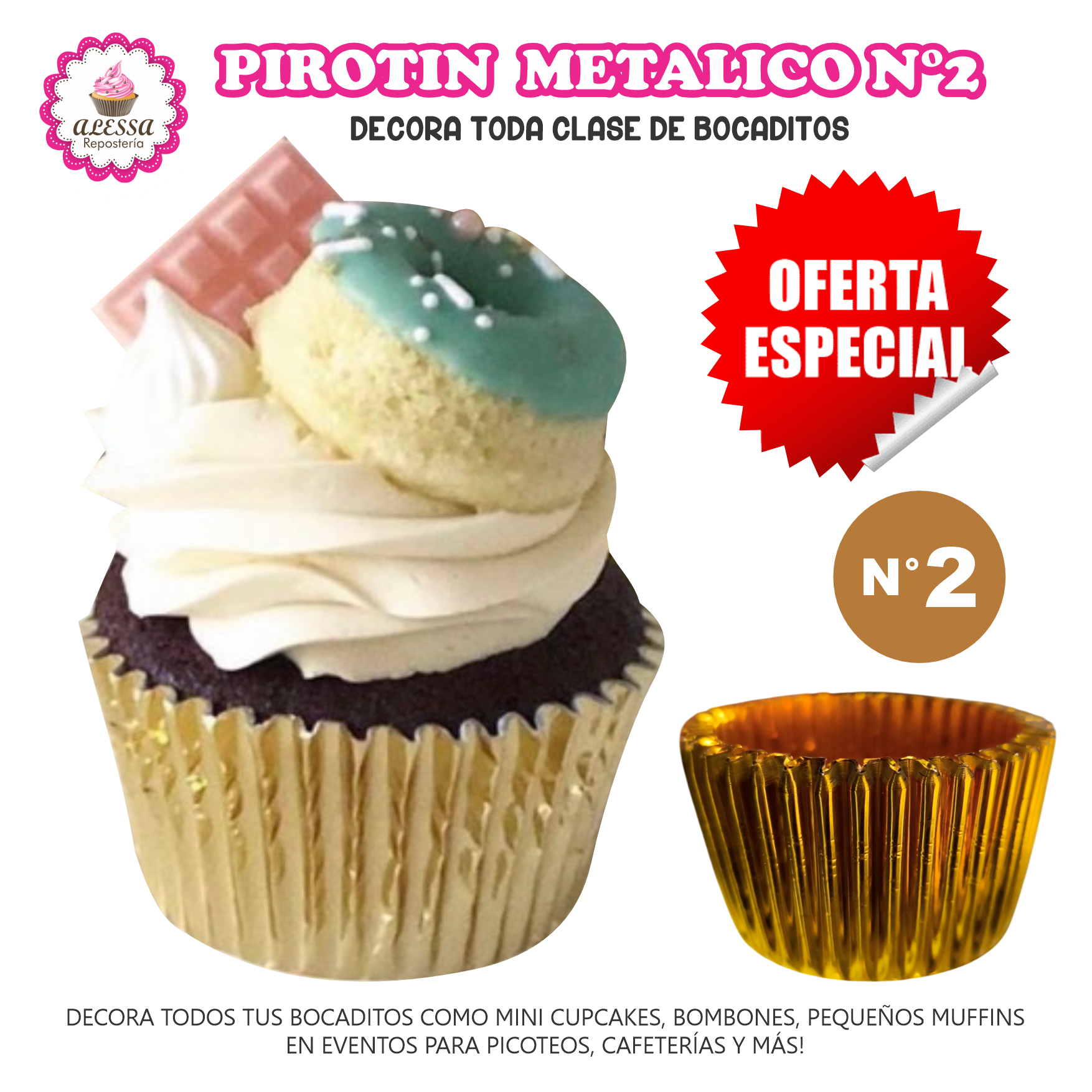 PIROTIN BOCADITO METALICO PARA REPOSTERIA N°2 1000 UNIDADES - 3