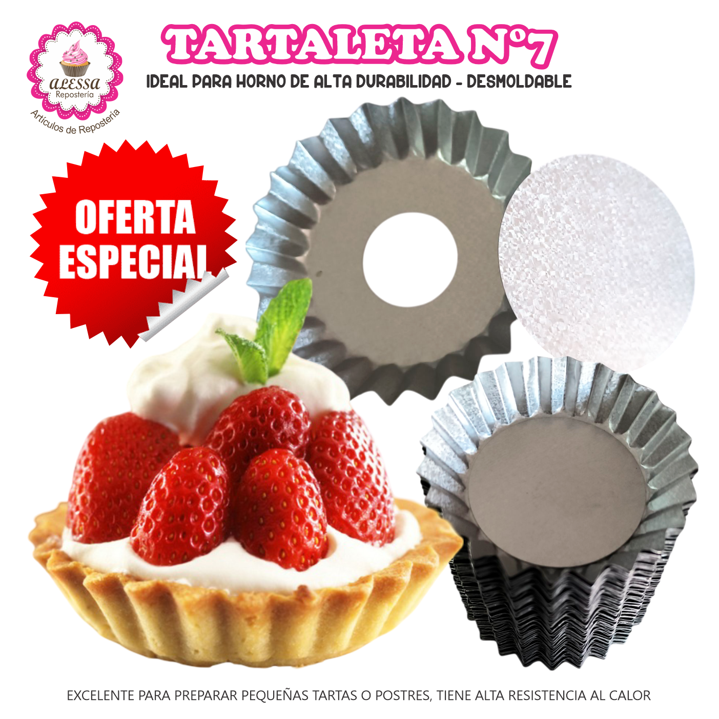 MOLDE PARA TARTALETA N°7 PARA REPOSTERIA - 100 UNIDADES - 1