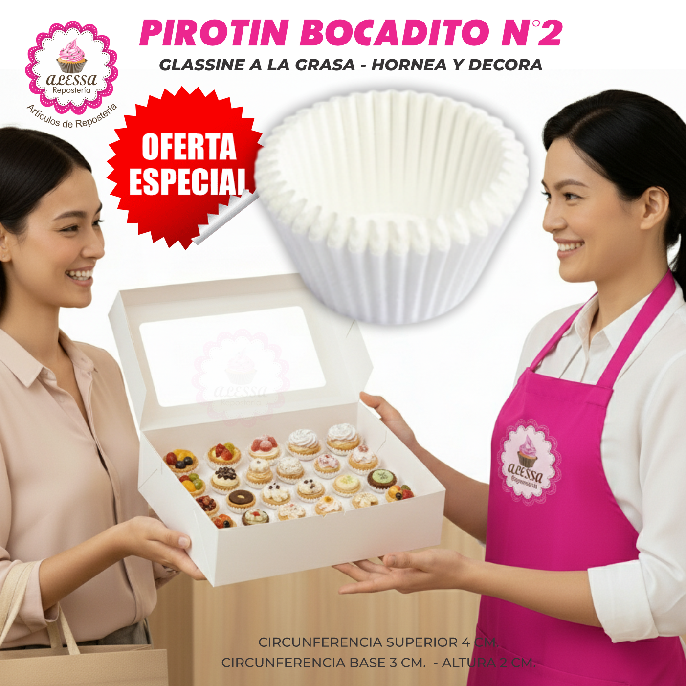 PIROTIN BOCADITO A LA GRASA HORNEABLE BLANCO N°2 - 1000 UNIDADES - 1