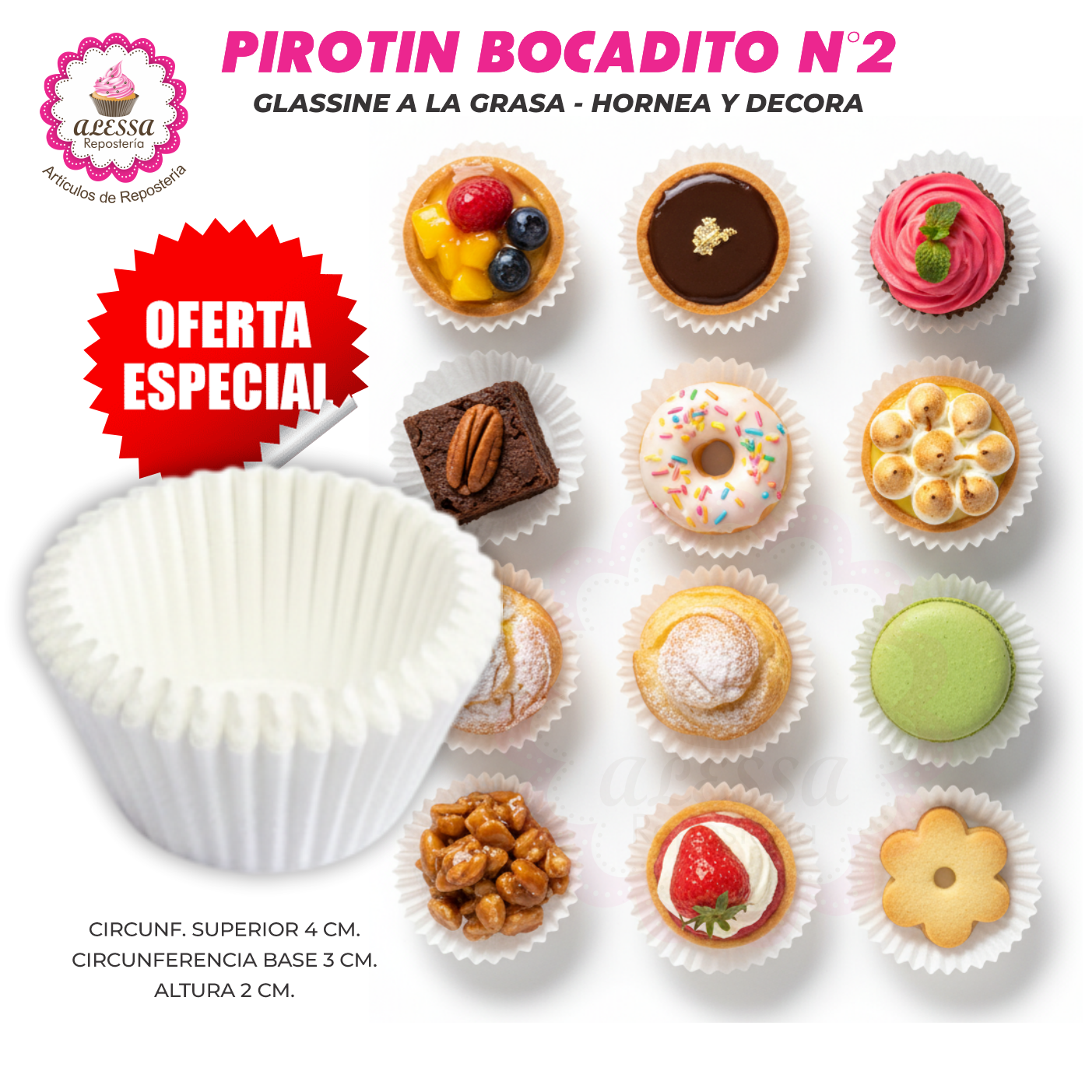 PIROTIN BOCADITO A LA GRASA HORNEABLE BLANCO N°2 - 1000 UNIDADES - 2
