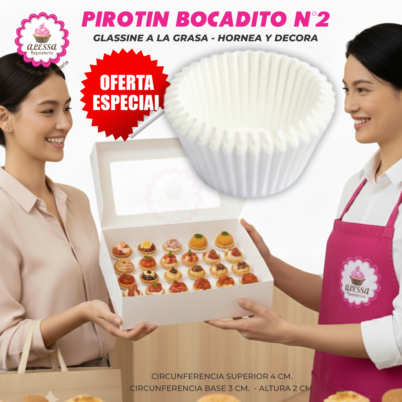 PIROTIN BOCADITO A LA GRASA HORNEABLE BLANCO N°2 - 1000 UNIDADES - 3