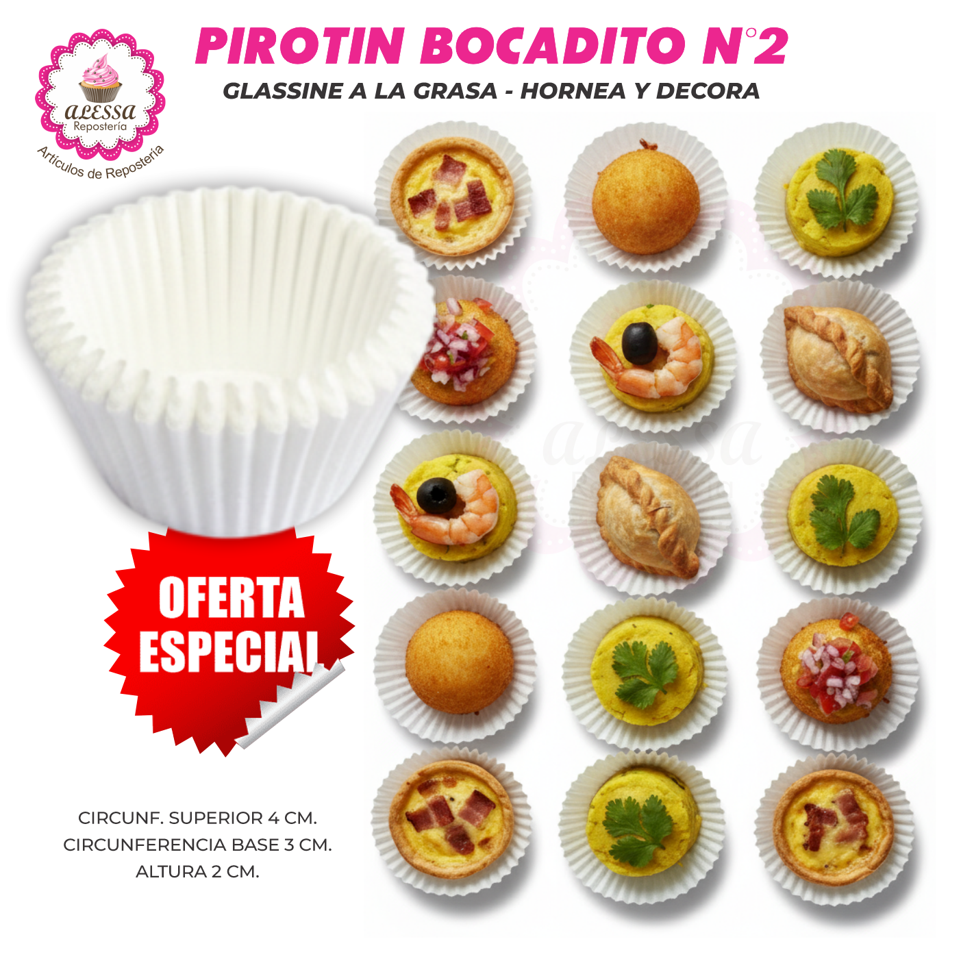 PIROTIN BOCADITO A LA GRASA HORNEABLE BLANCO N°2 - 1000 UNIDADES - 4