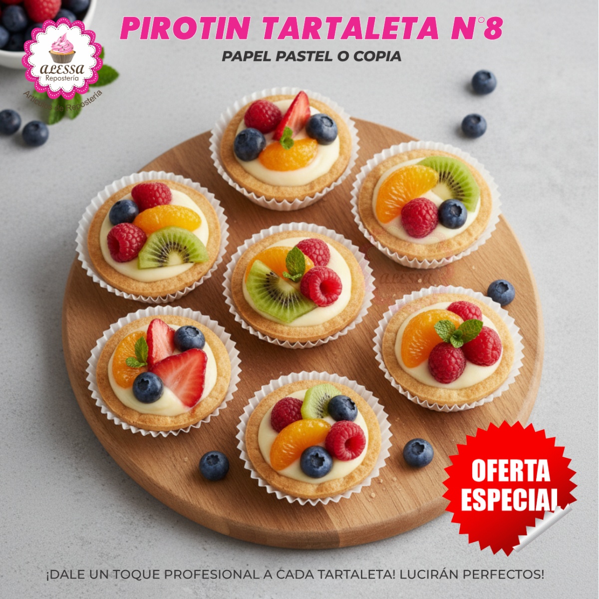 PIROTIN PARA TARTALETA N°8 BLANCO PARA REPOSTERÍA - 1000 UNIDADES - 3
