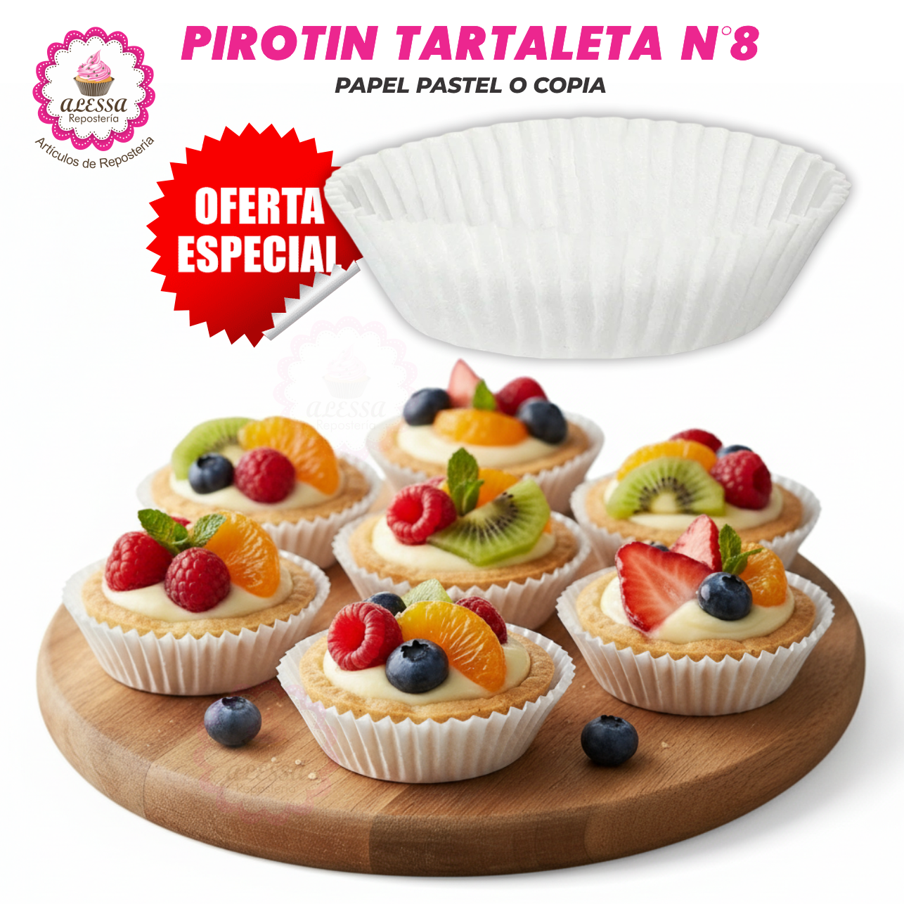 PIROTIN PARA TARTALETA N°8 BLANCO PARA REPOSTERIA - 500 UNIDADES - 1
