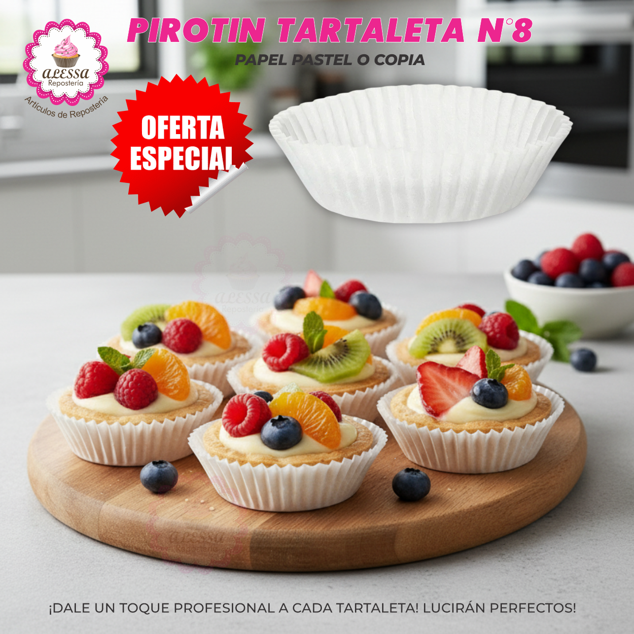 PIROTIN PARA TARTALETA N°8 BLANCO PARA REPOSTERIA - 500 UNIDADES - 5