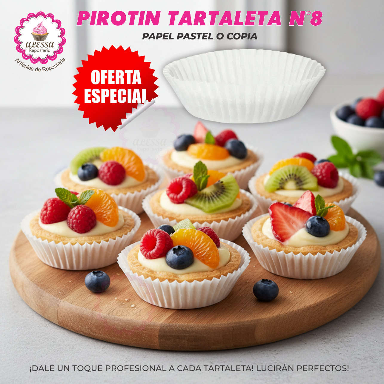PIROTIN PARA TARTALETA N°8 BLANCO PARA REPOSTERIA - 500 UNIDADES - 6