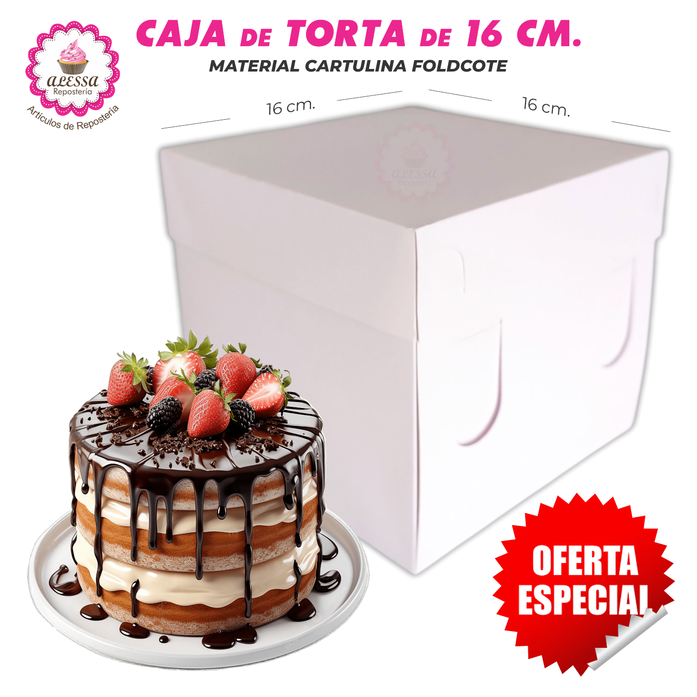 50 CAJAS DE TORTA DE 16 CM. PARA REPOSTERÍA - 4