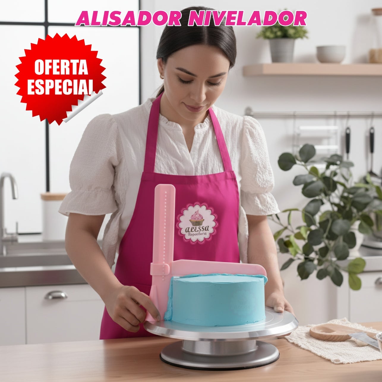 ALISADOR NIVELADOR AJUSTABLE EN L PARA TORTA REPOSTERÍA - 2