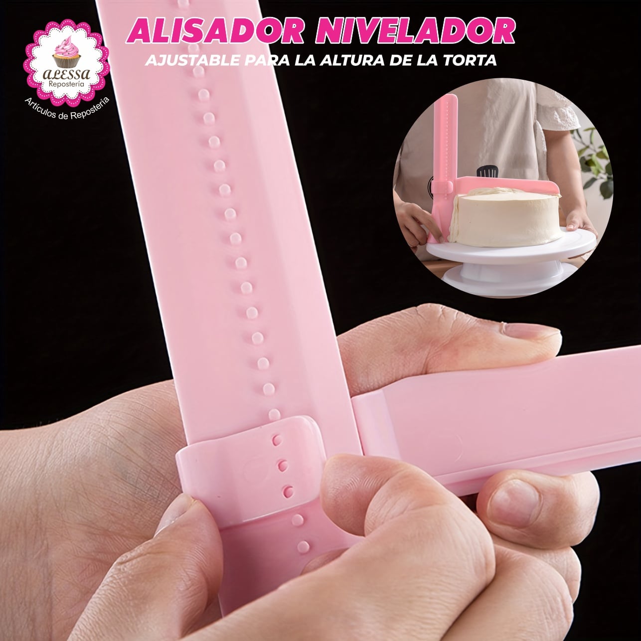 ALISADOR NIVELADOR AJUSTABLE EN L PARA TORTA REPOSTERÍA - 3
