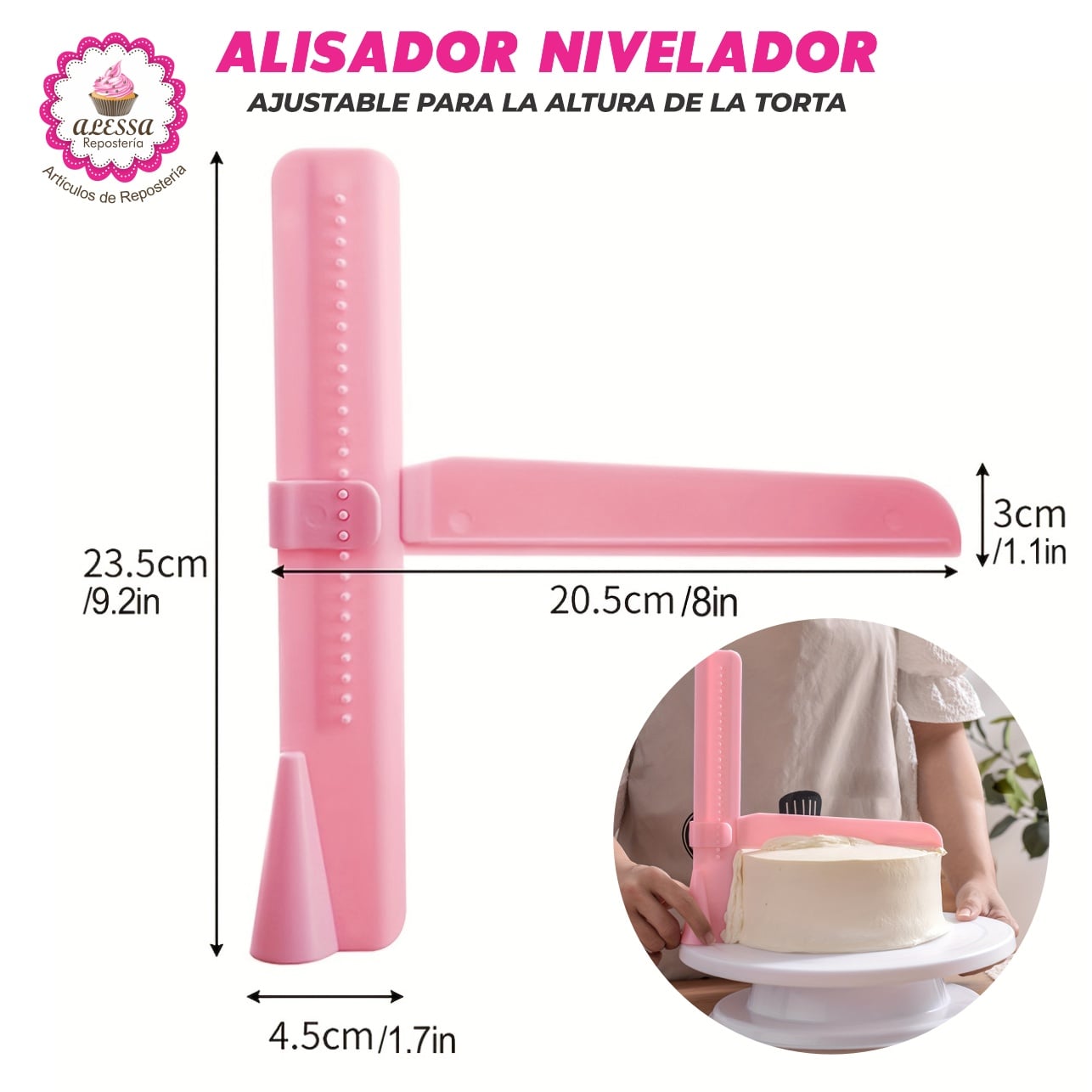 ALISADOR NIVELADOR AJUSTABLE EN L PARA TORTA REPOSTERÍA - 4