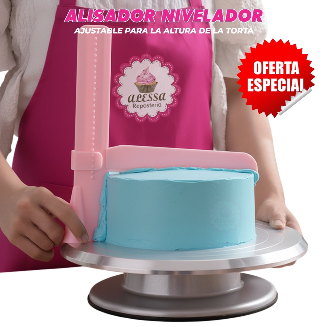 ALISADOR NIVELADOR AJUSTABLE EN L PARA TORTA REPOSTERÍA - 5