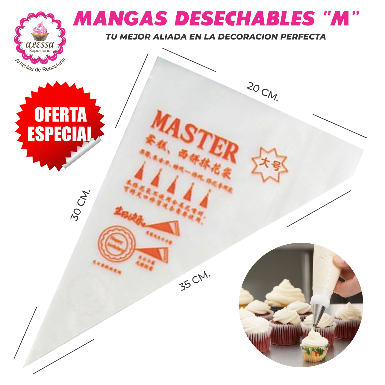 200 MANGAS DESECHABLES PASTELERAS PARA REPOSTERIA TAMAÑO M - 2